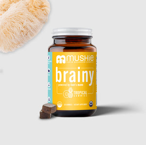 
            
                Load image into Gallery viewer, BRAINY | Organic Lions Mane Mushroom Gummies Bottle - Front
            
        